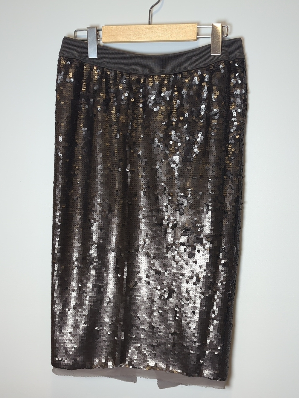 Who What Wear DARK Gray Midi Sequin Pencil Skirt
